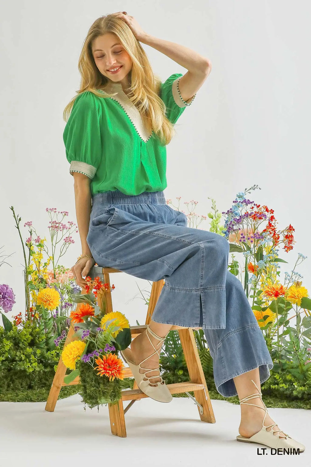 Denim Wide Leg Pants