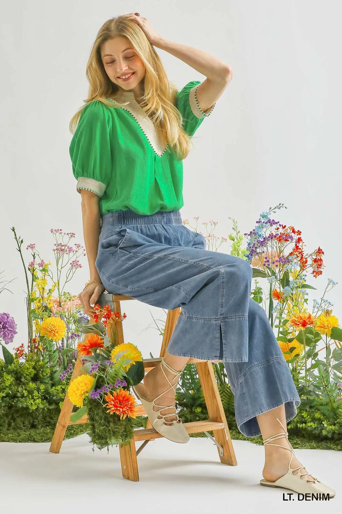 Denim Wide Leg Pants