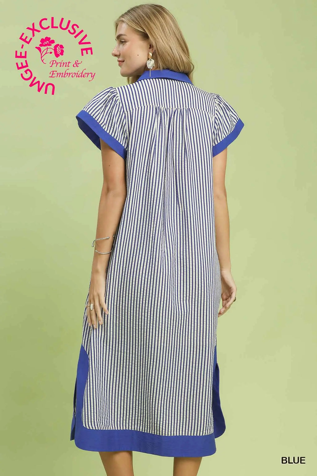 Embroidered Stripe Dress