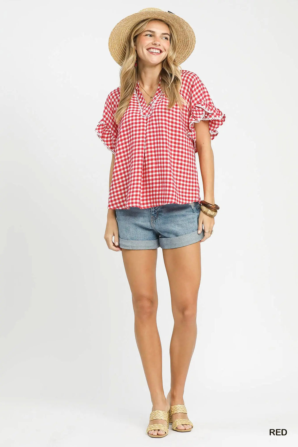 Gingham Ruffle Top