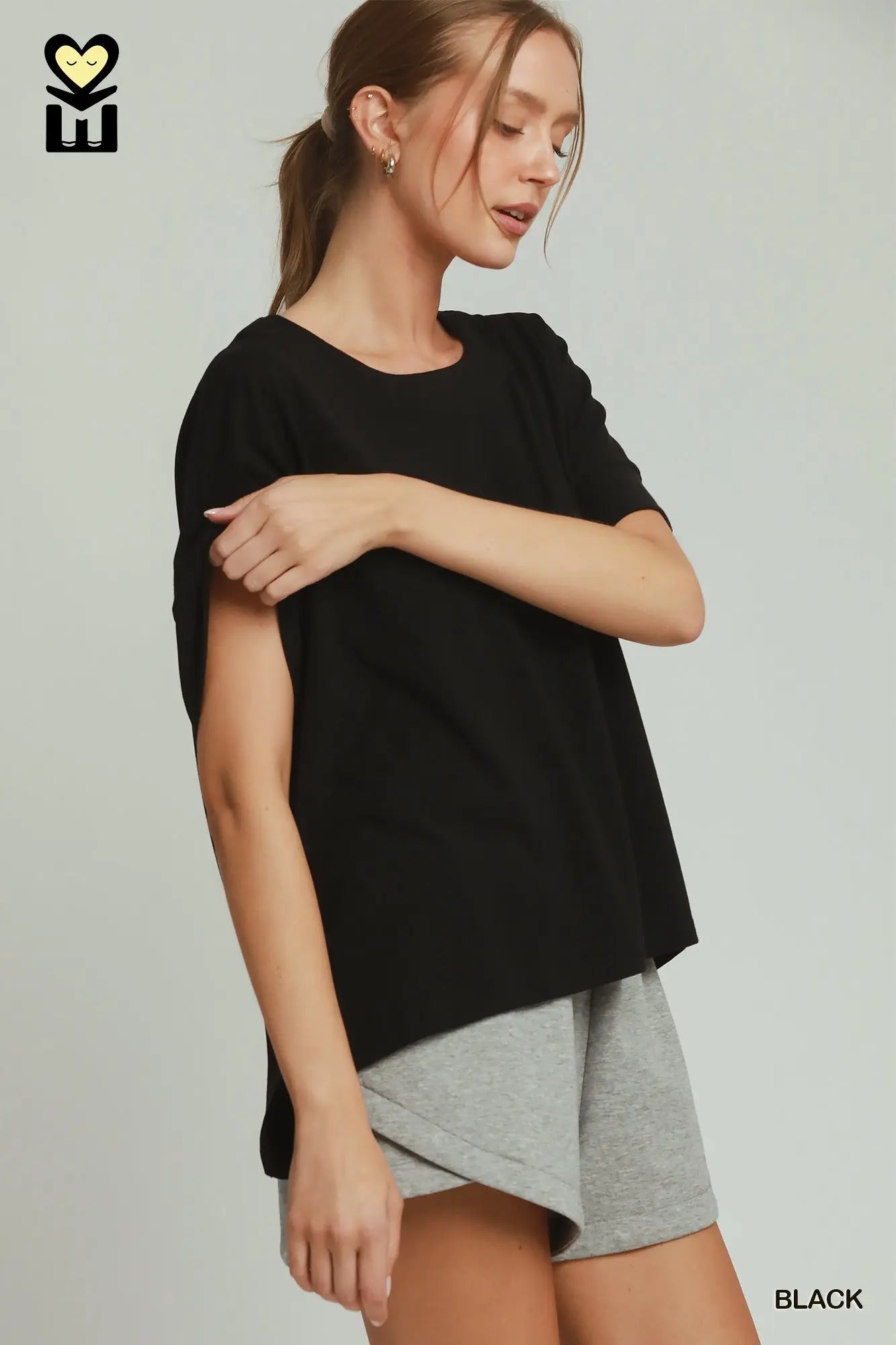 Tencel-Based Round Neck Short Sleeve Top