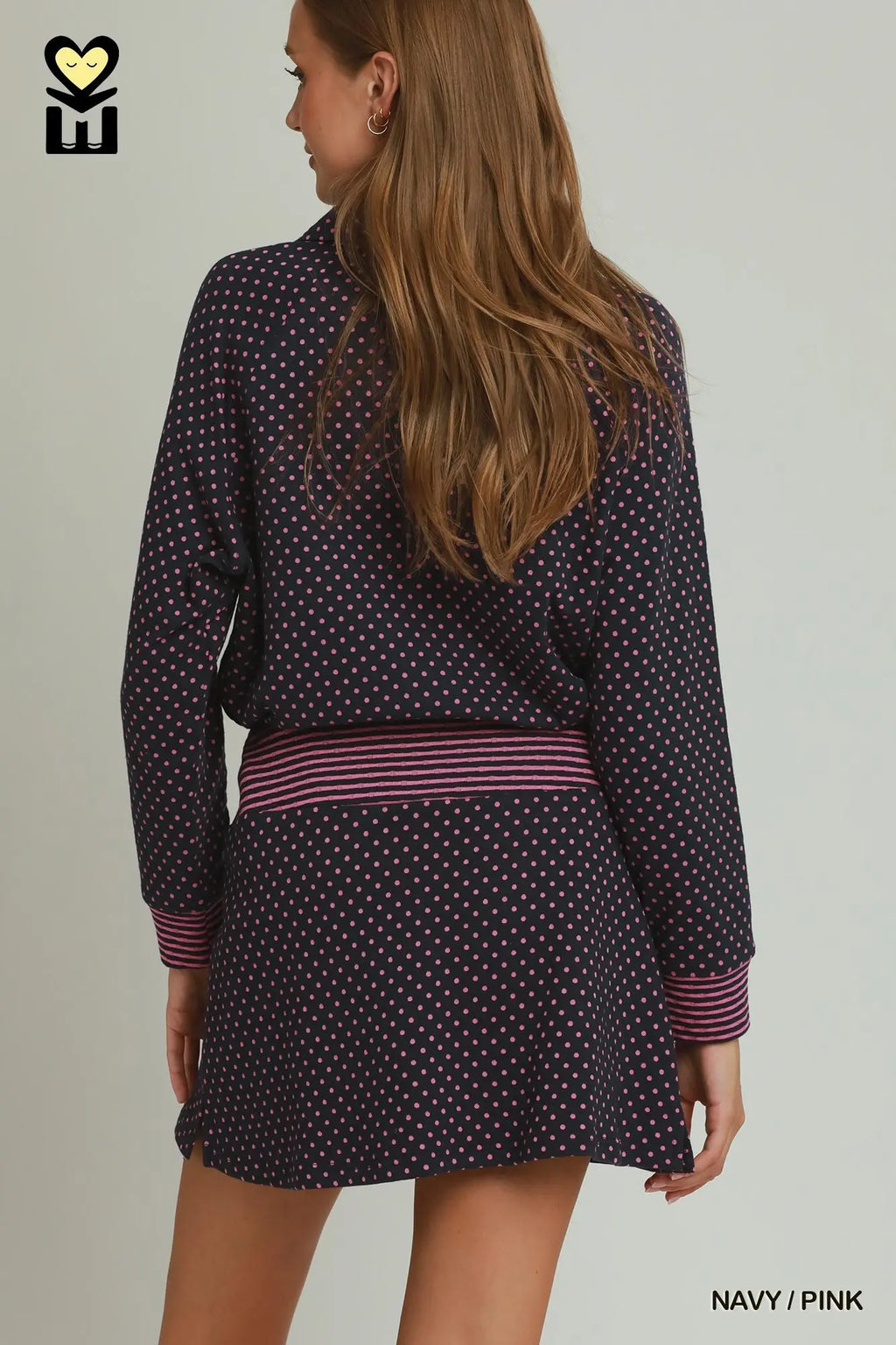 Polka Dot Half Zip Pullover