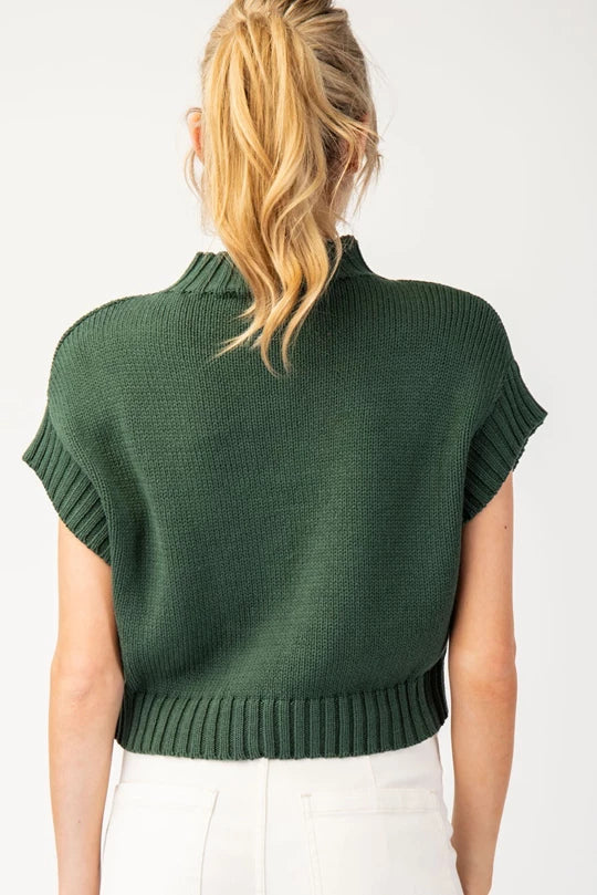 Mock Neck Short Sleeve Sweater