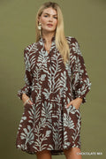 Botanical Button Front Shift Dress