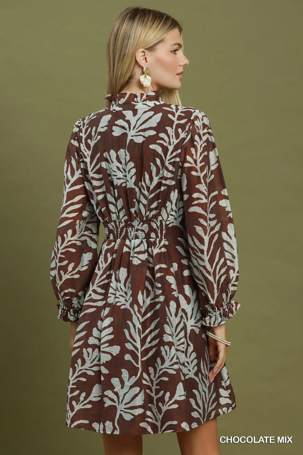 Botanical Button Front Shift Dress