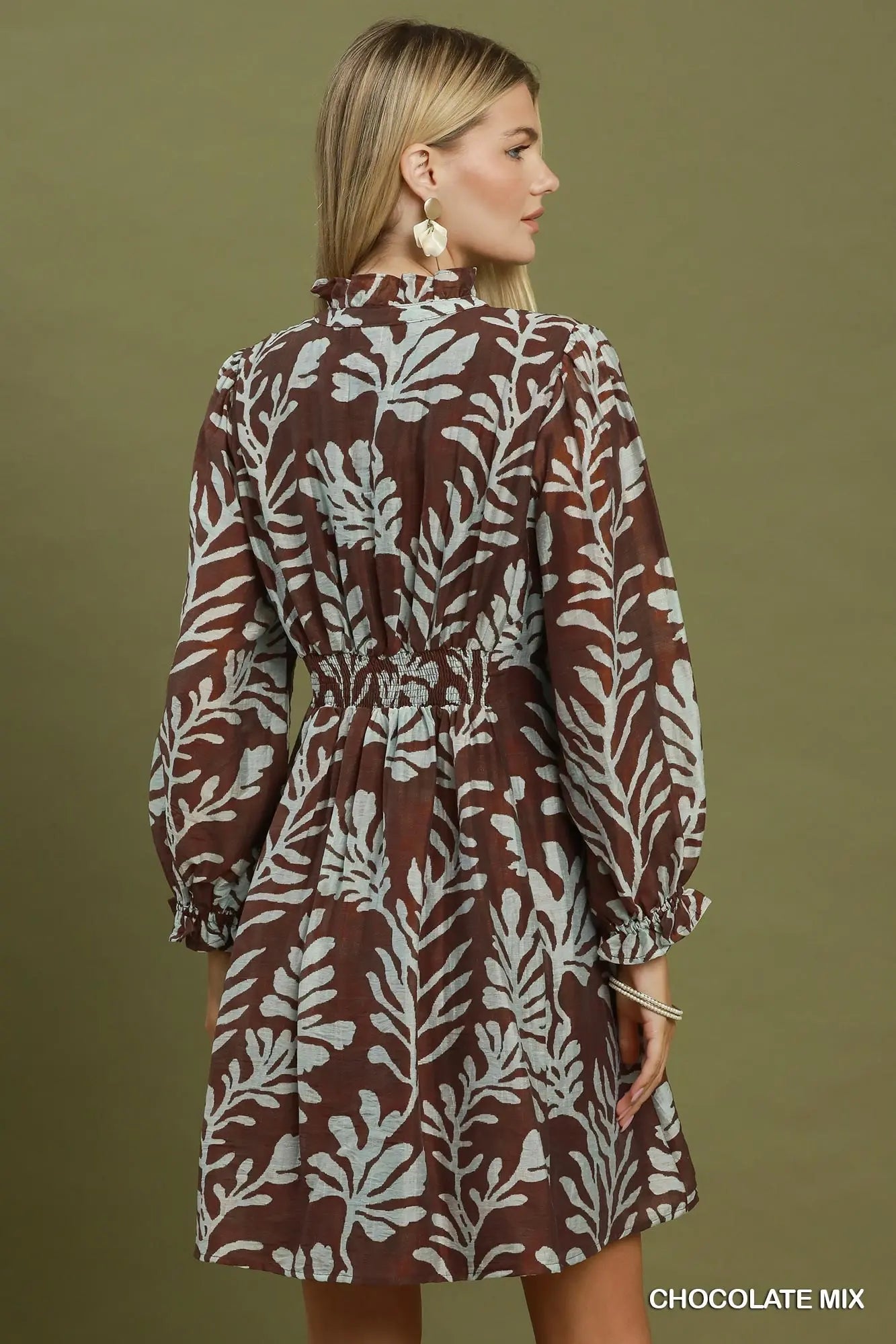 Botanical Button Front Shift Dress