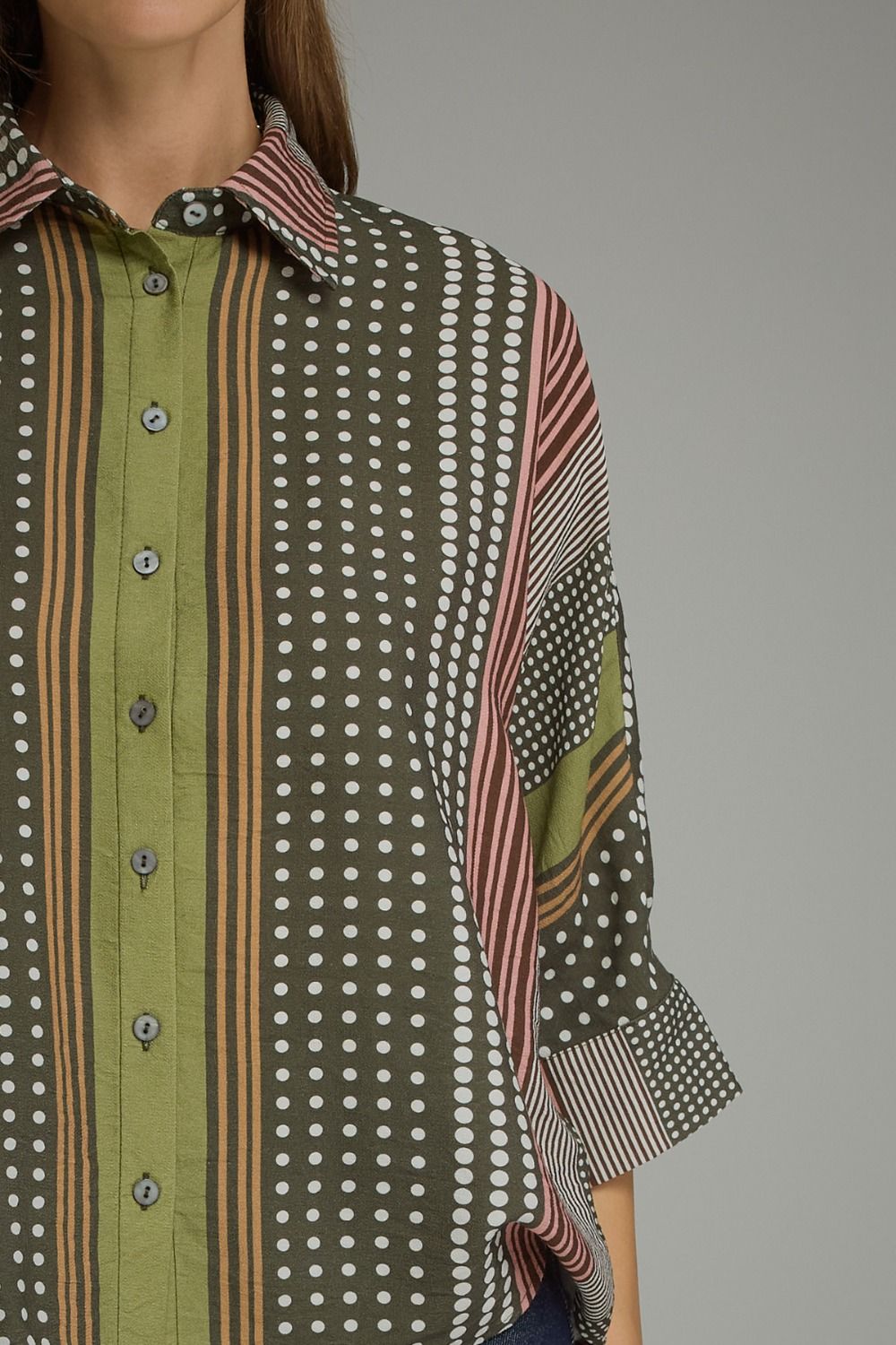 Olive Multi Pattern Top