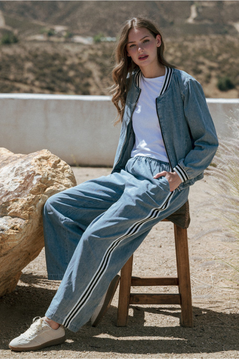 Side Stripe Denim Pants