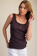 Smoke Ruffle Hem Tank