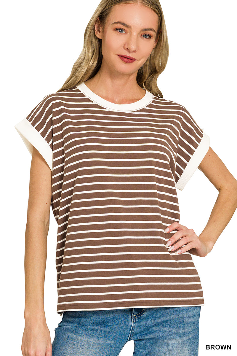 Cap Sleeve Stripe Tee
