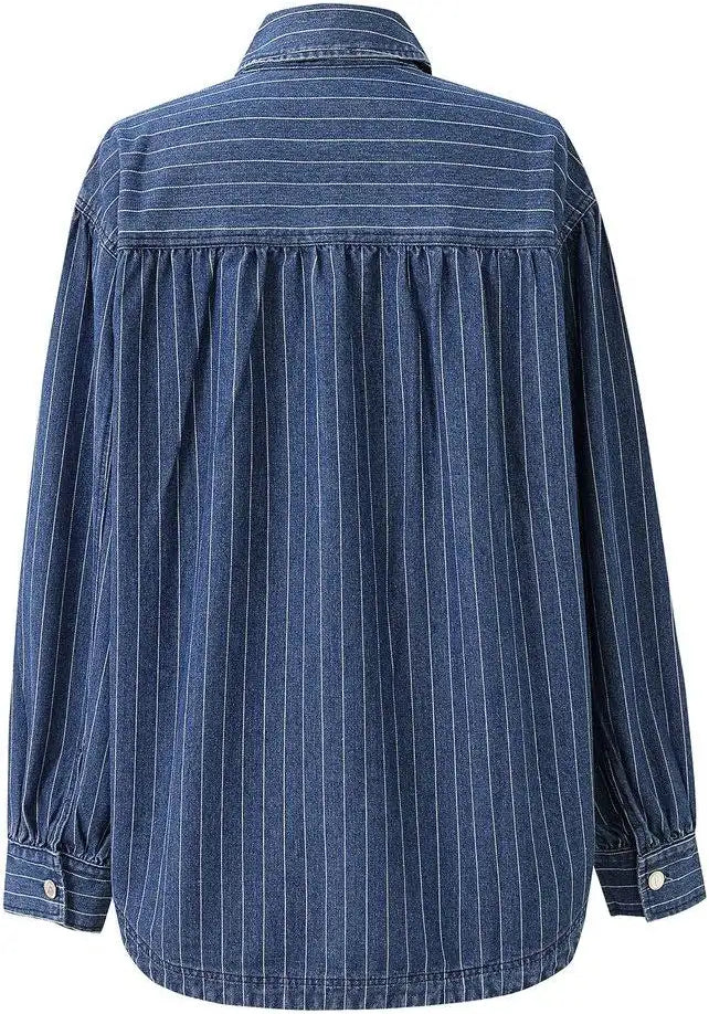 Blue striped shirt on a white background