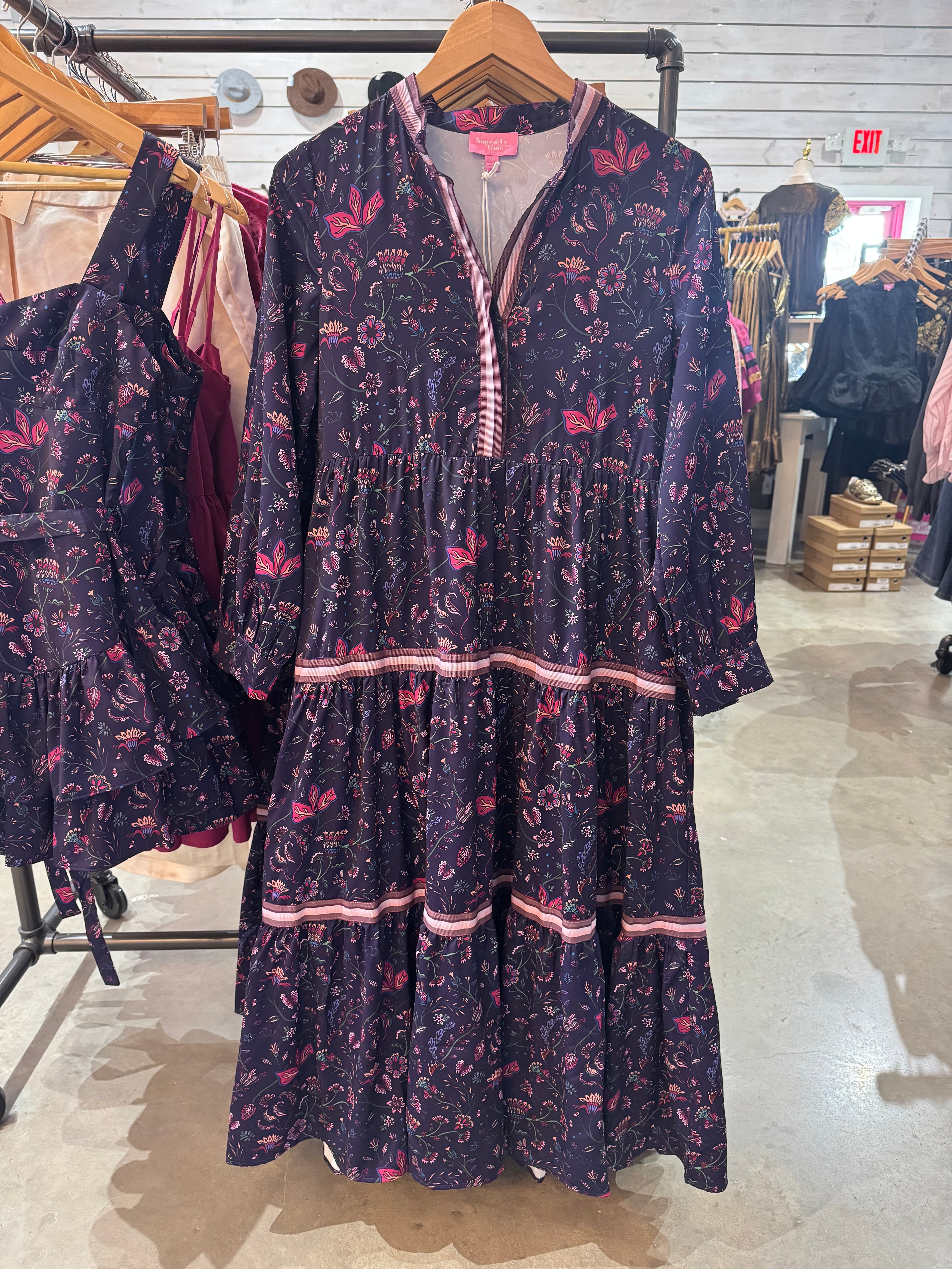 Floral Symphony Roxanne Long Sleeve Dress