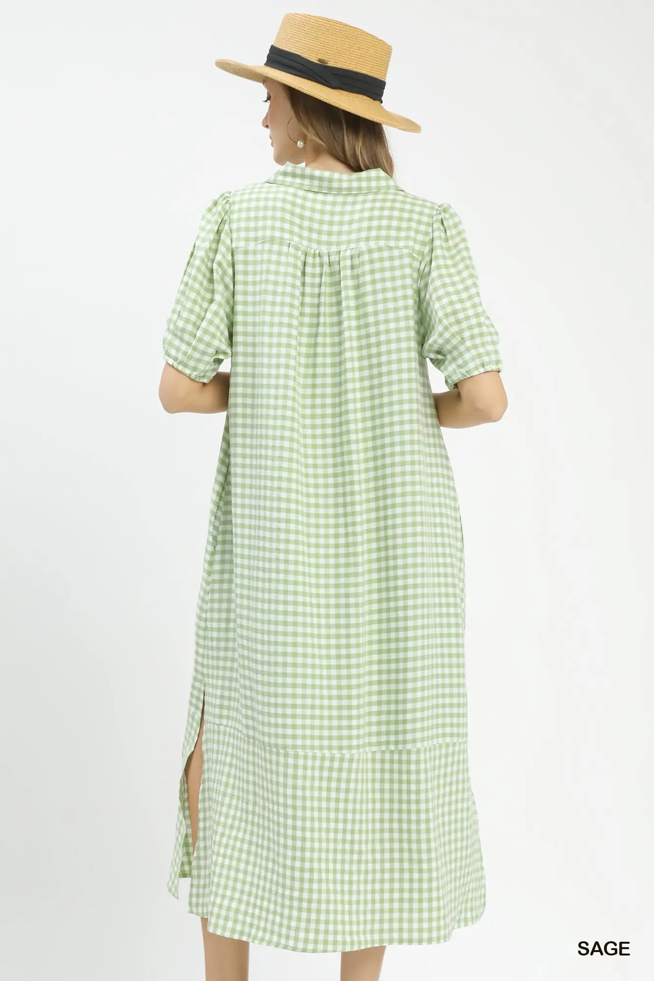 Sage Gingham Dress
