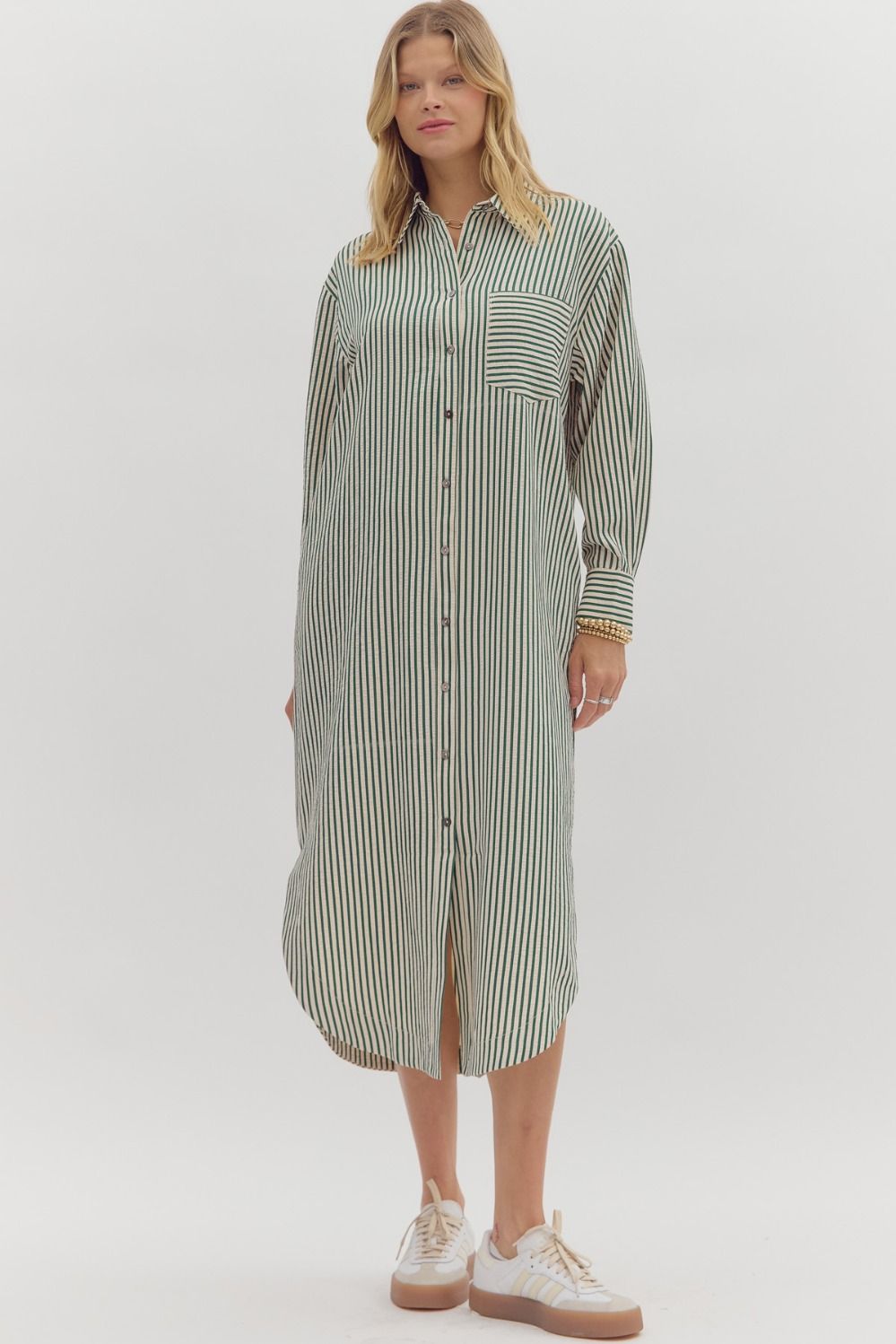 Textured Stripe Midi Dress