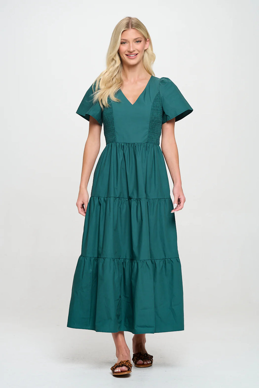 Hunter Green Poplin Maxi Dress