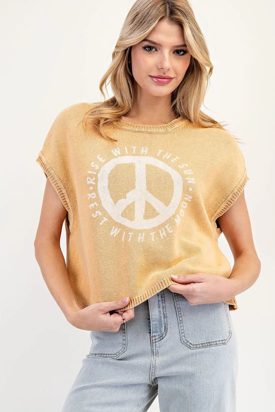 Washed Peace Sign Sweater