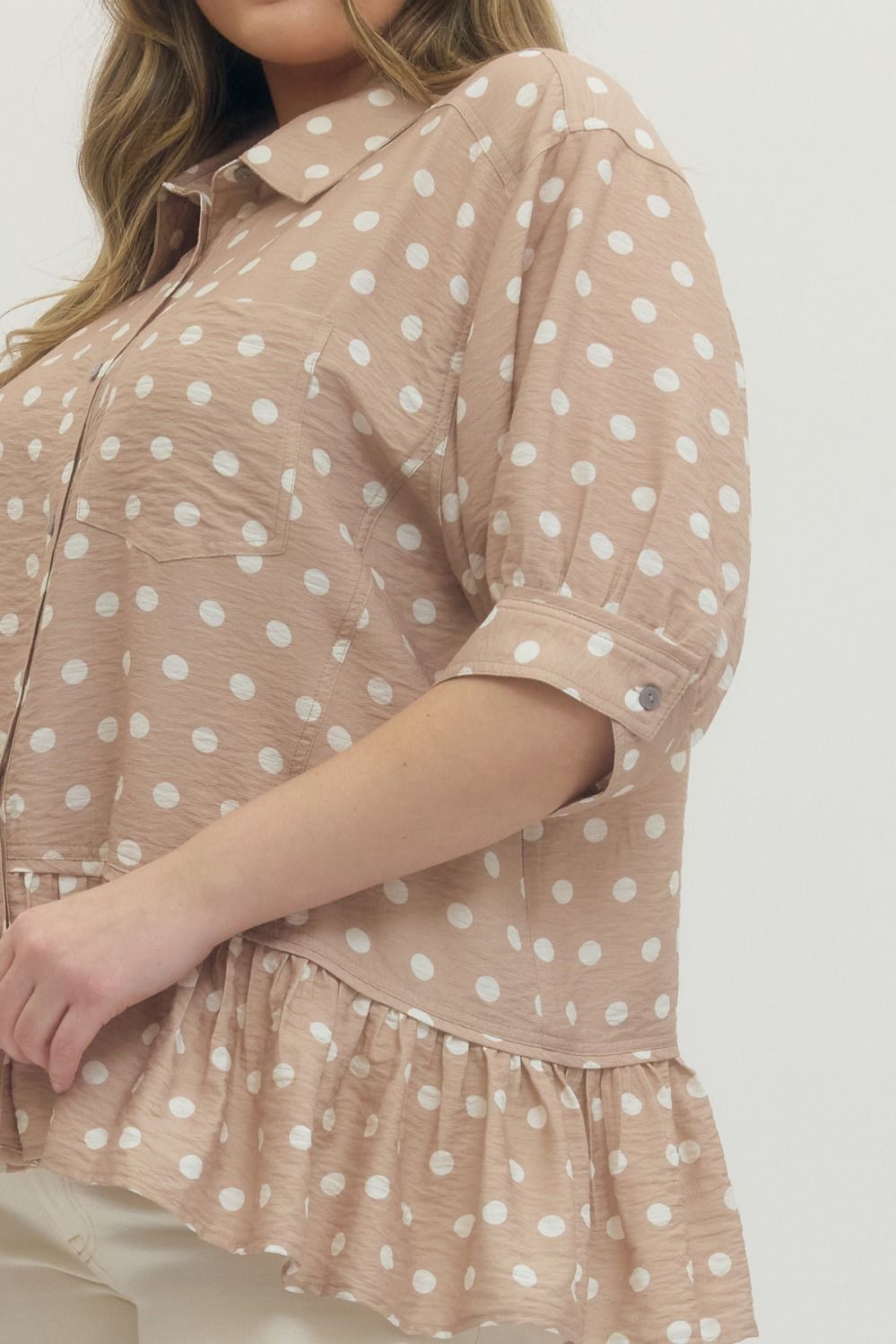 Polka Dot Ruffle Hem Top