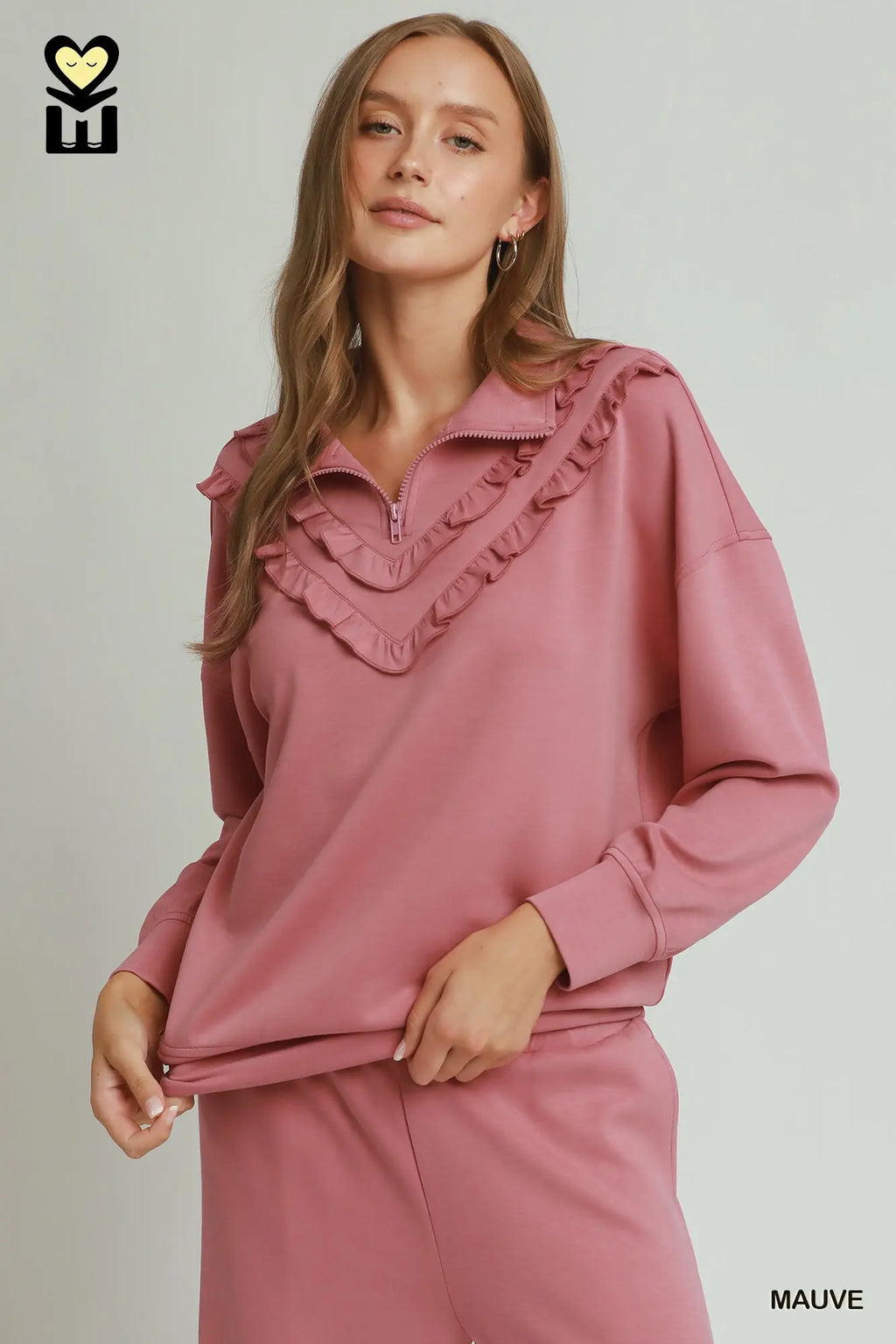 Ruffled Luxeknit Quarterzip