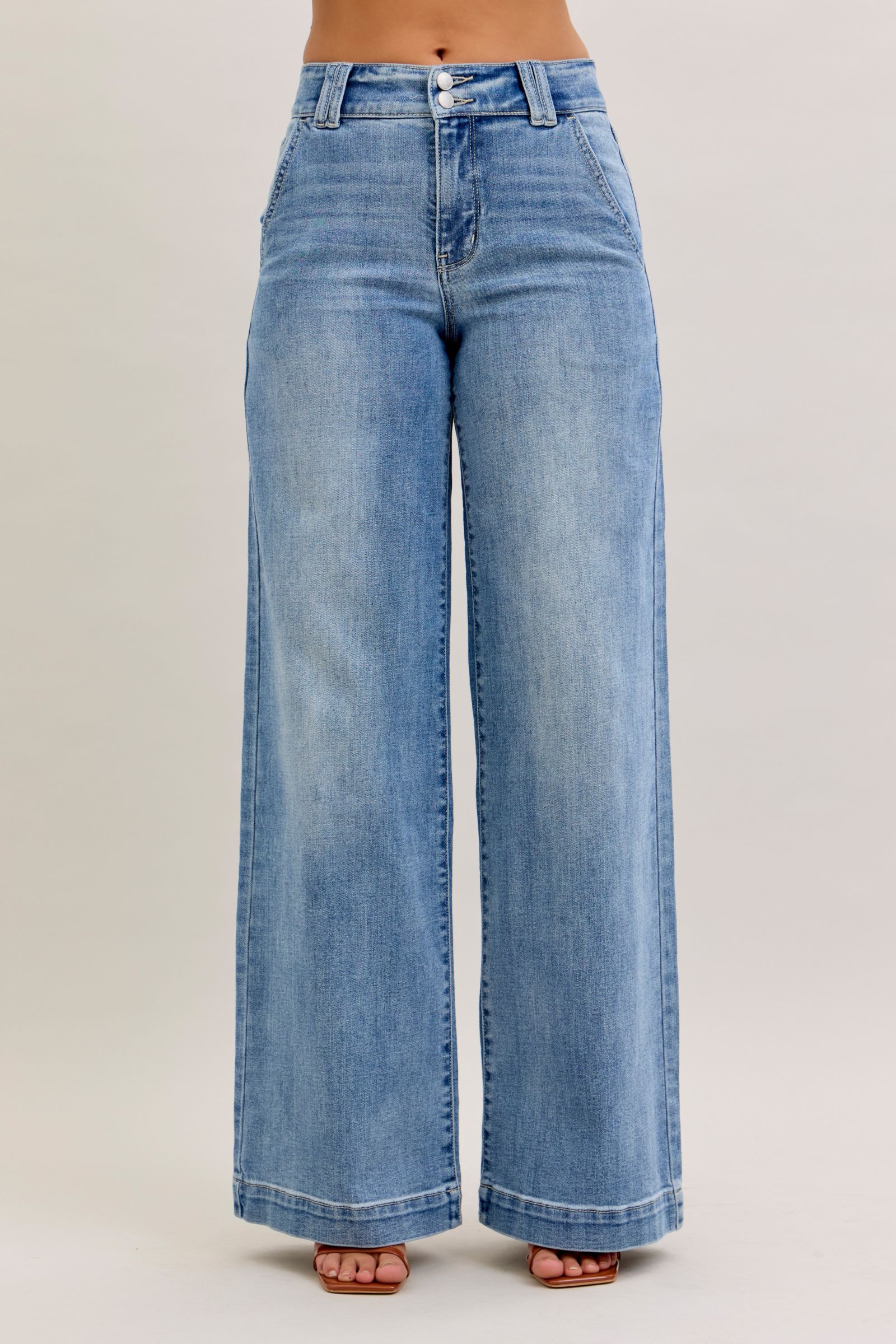 Double Button Wide Denim
