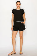 Black White Linen Top