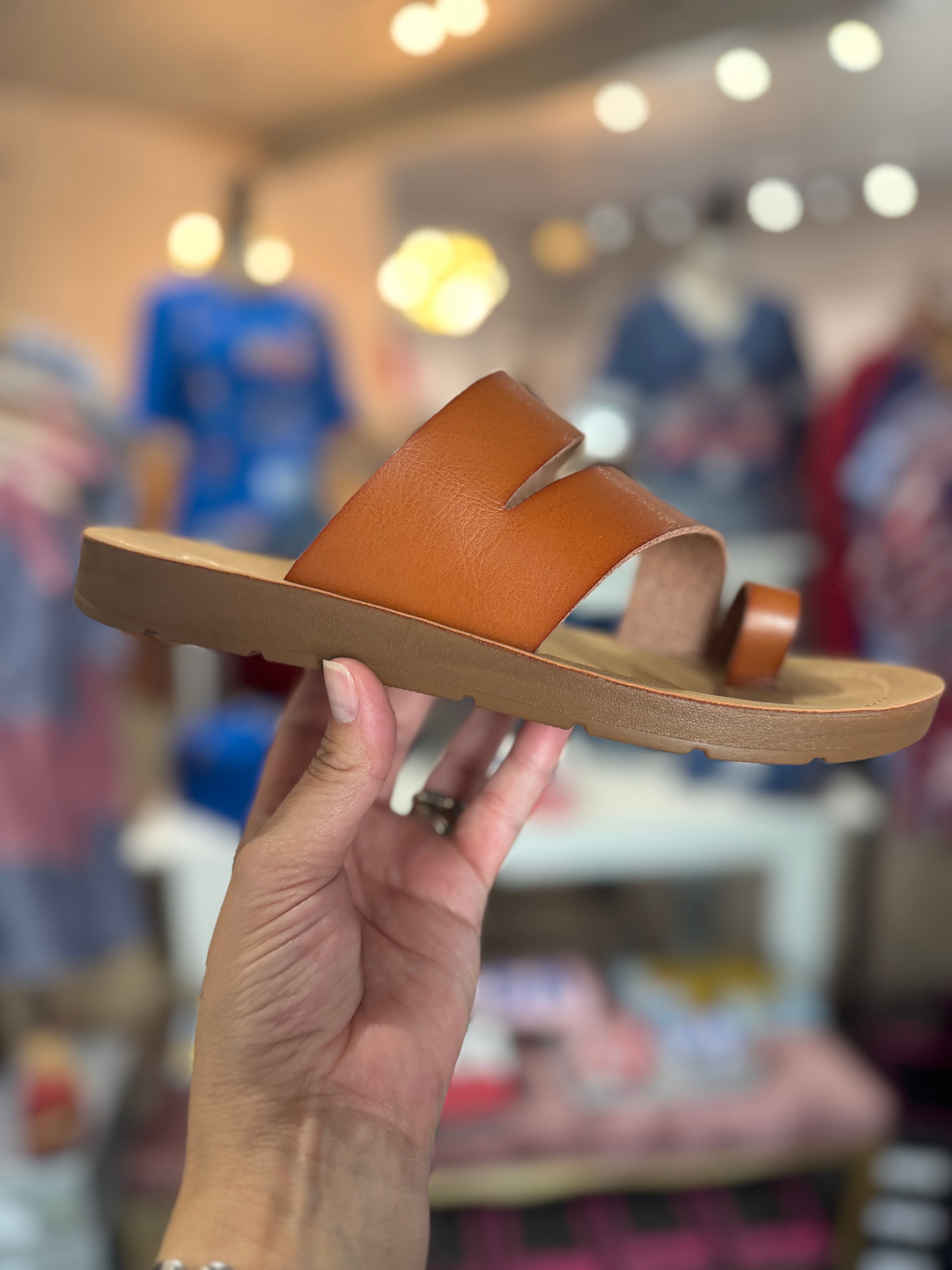 Just a Fling Cognac Sandal