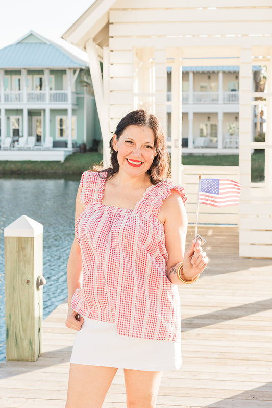 Sophia Layerz Top - Red Gingham