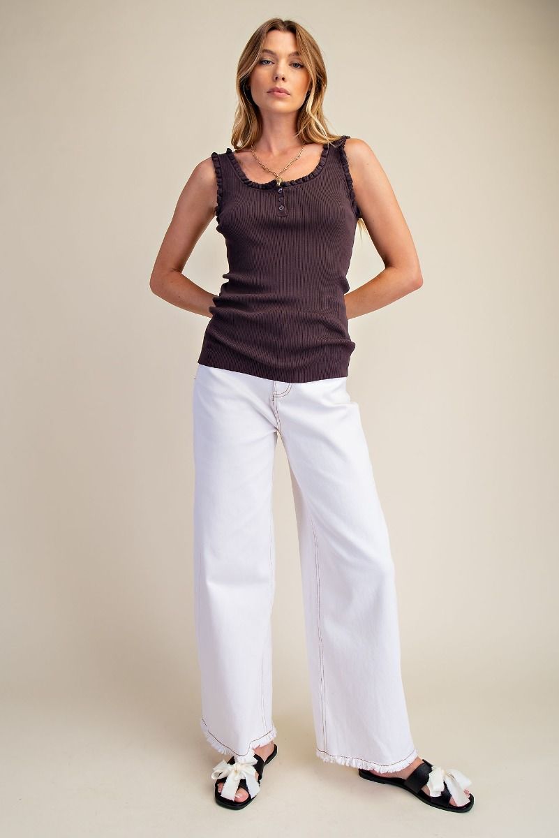 Smoke Ruffle Hem Tank