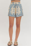 Blue Printed Shorts