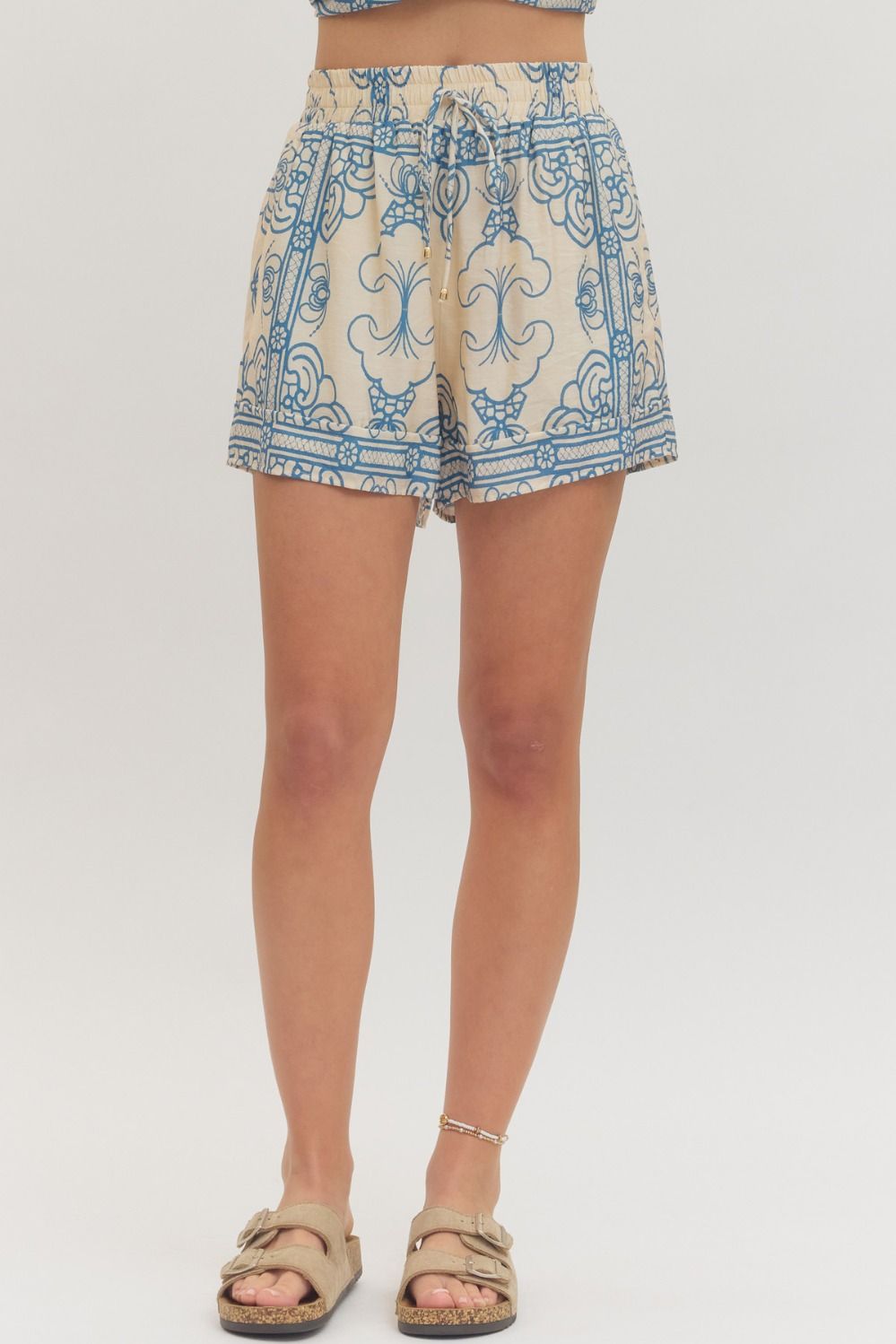 Blue Printed Shorts