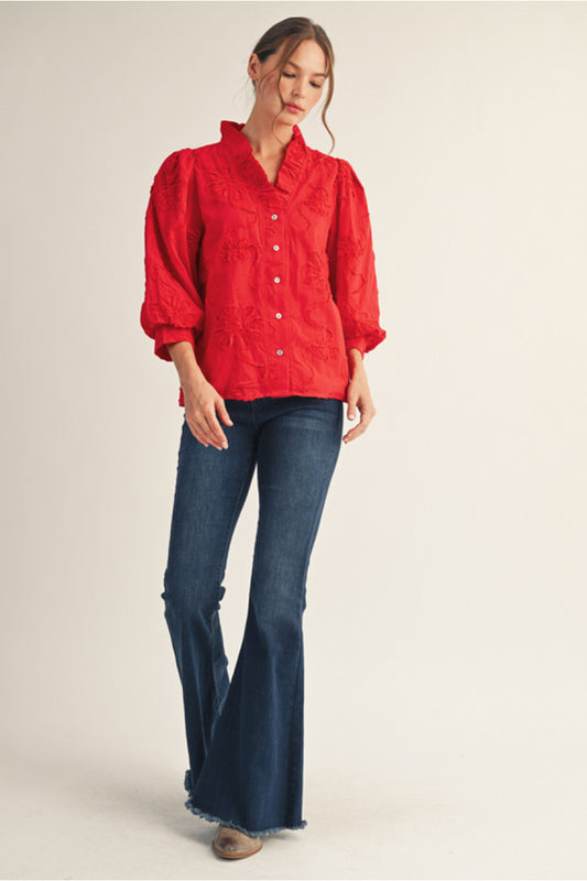 Textured Floral Top