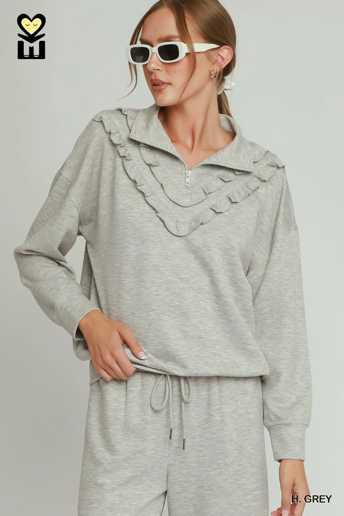 Ruffled Luxeknit Quarterzip