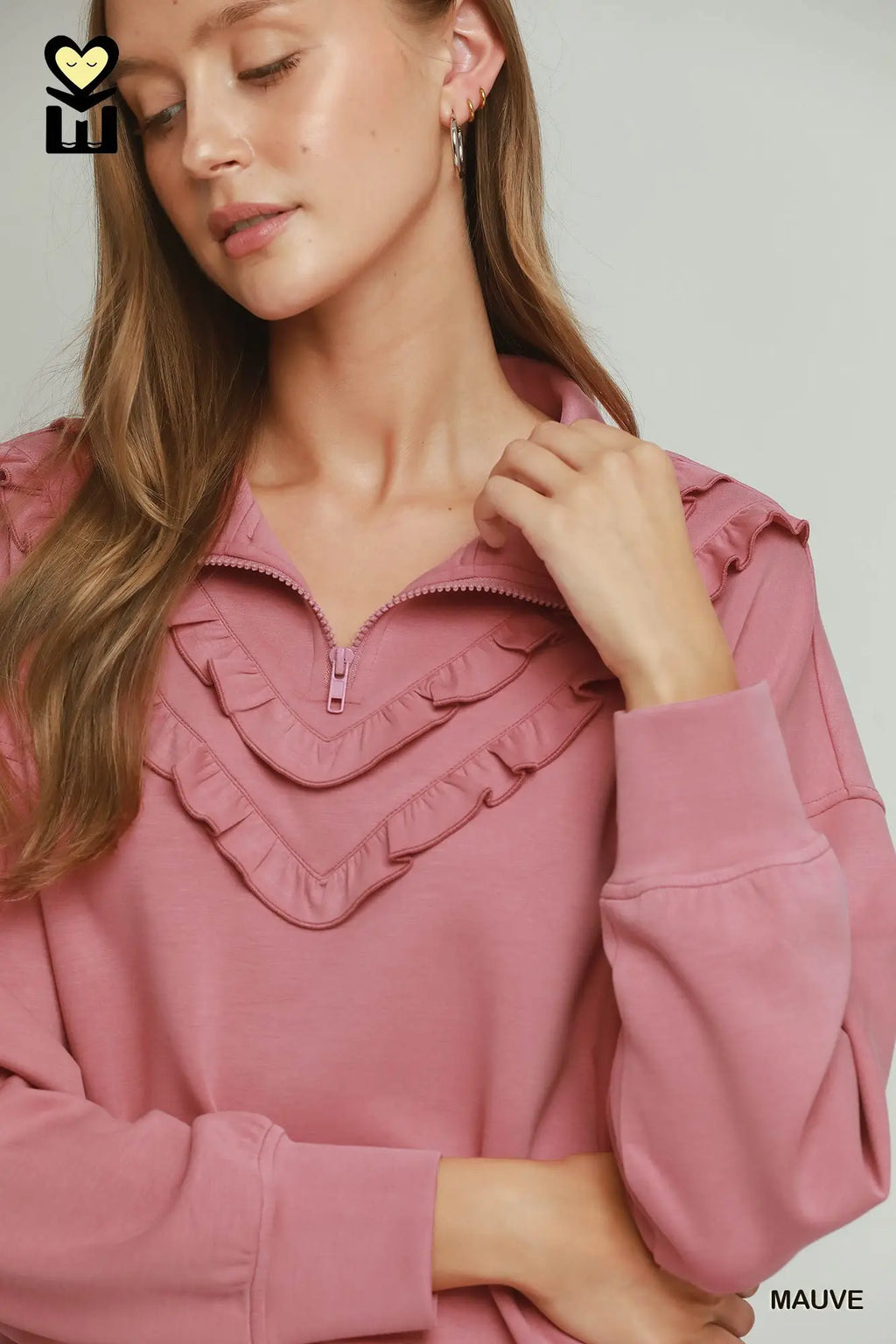 Ruffled Luxeknit Quarterzip