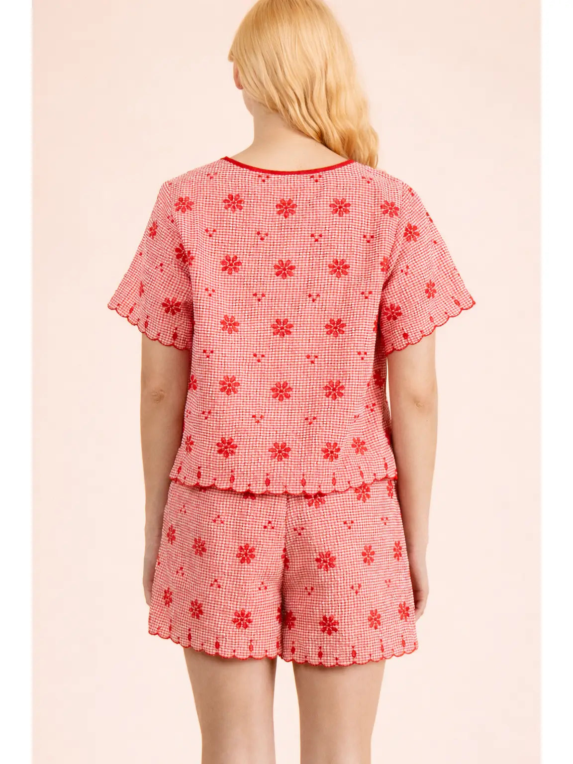 Red Gingham Tie Top
