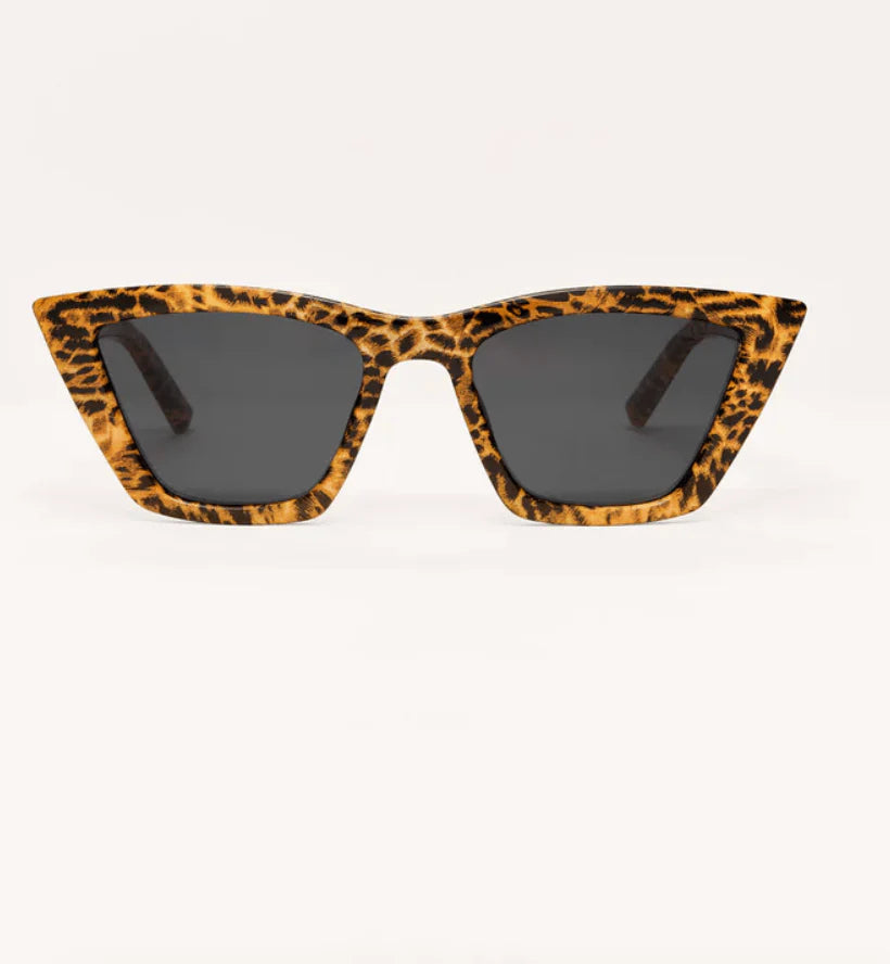 Sunglasses with leopard print frame on a white background