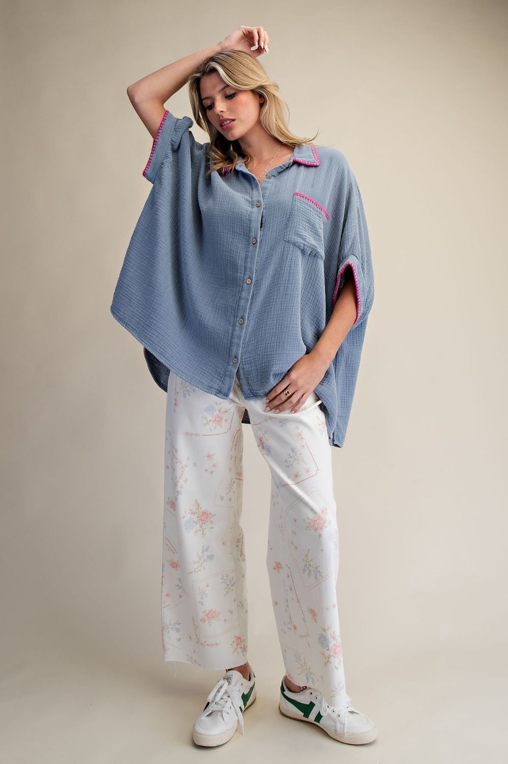 Washed Denim Gauze Shirt
