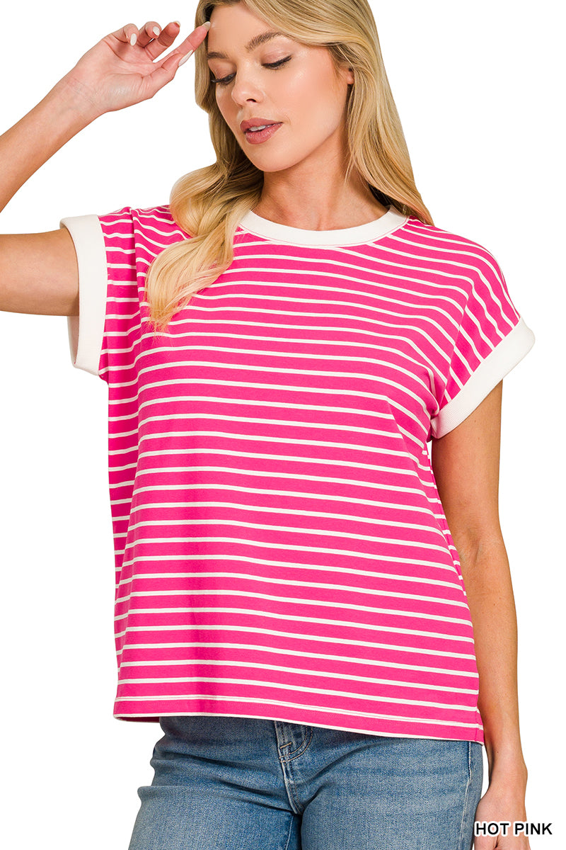 Cap Sleeve Stripe Tee
