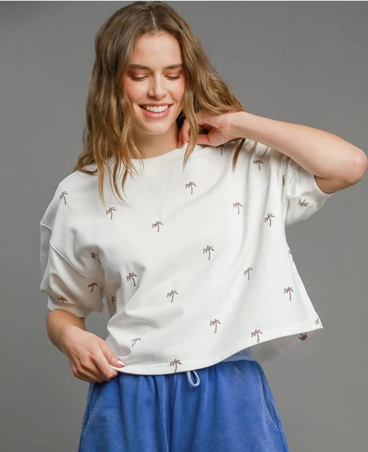 Palm Tree Short Sleeve Sweatshirt