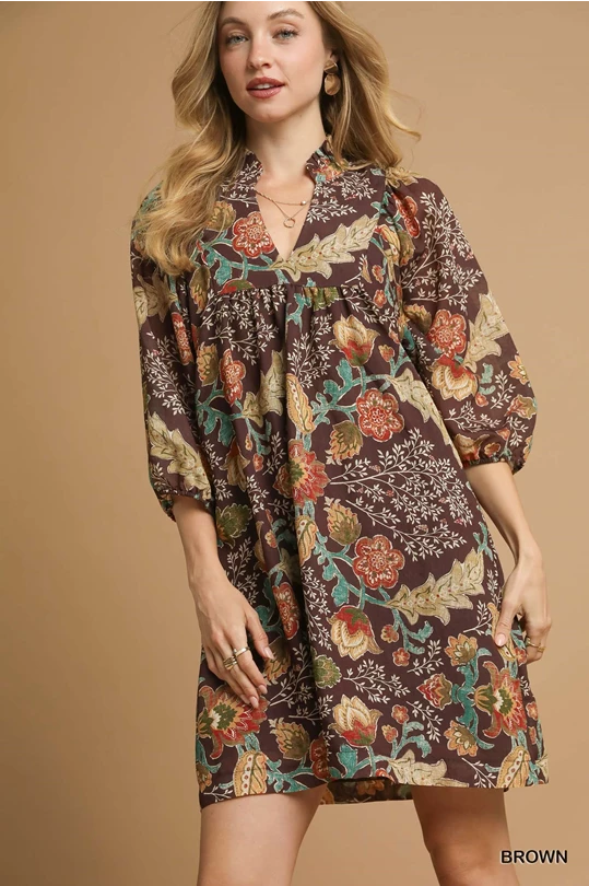 Brown Floral Dress