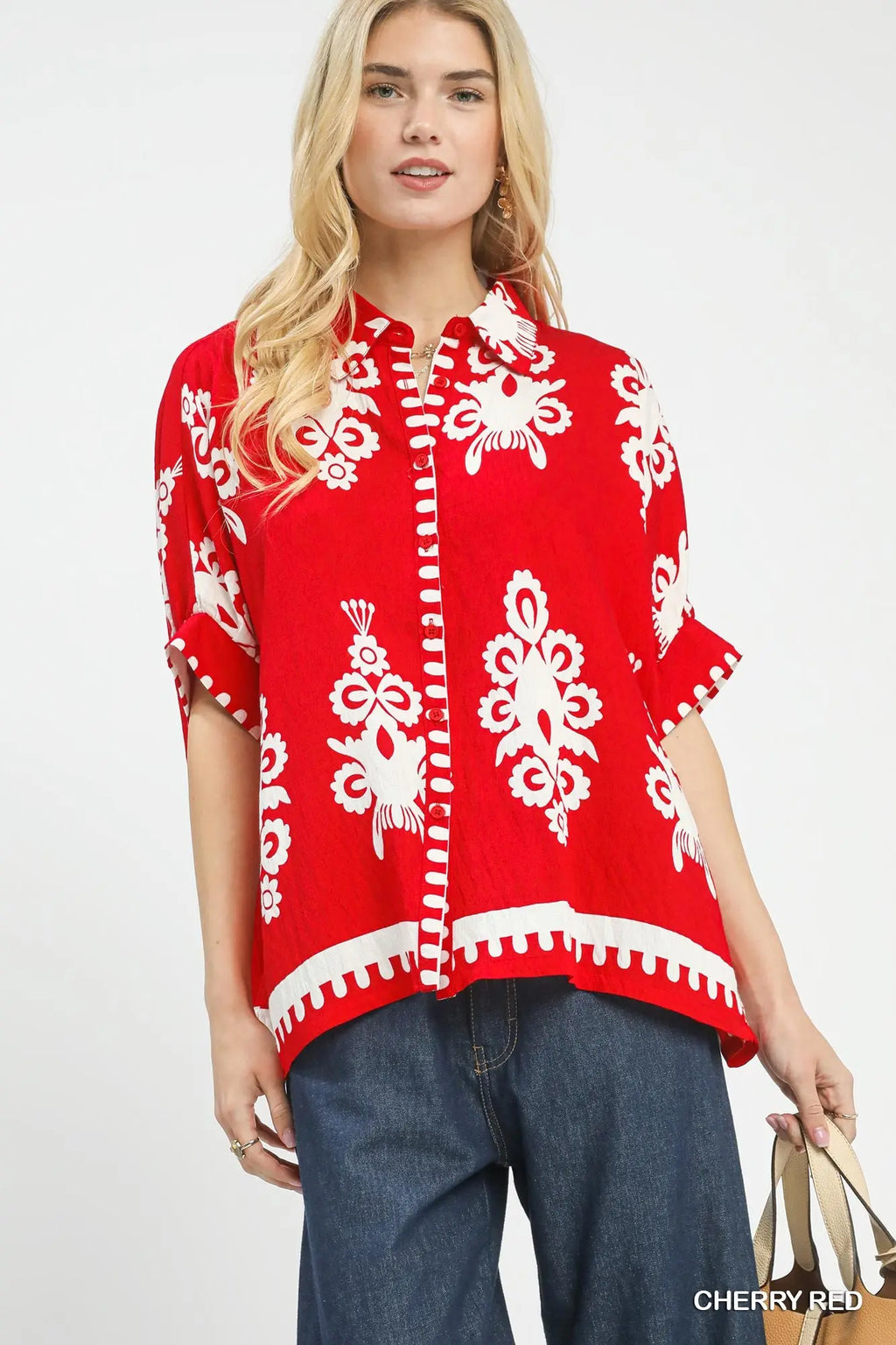 Abstract Button Down Top