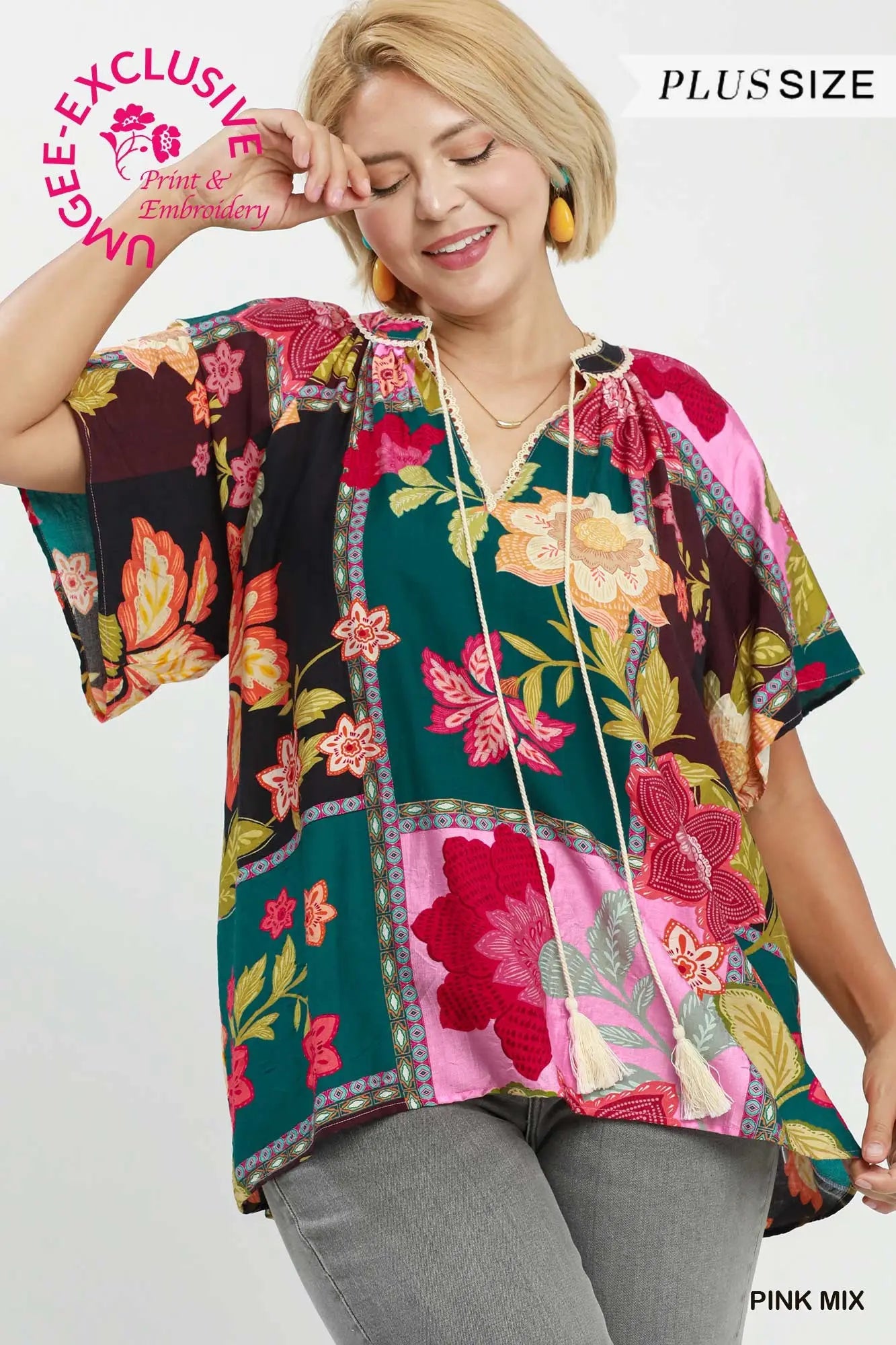 Patchwork Floral Print Top