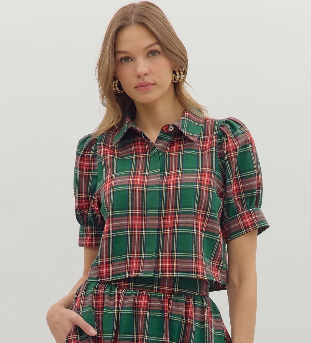 Green Plaid Top