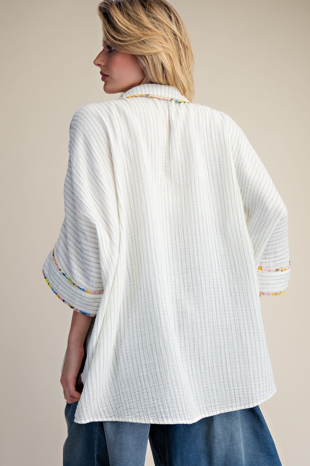 Striped White Cotton Top