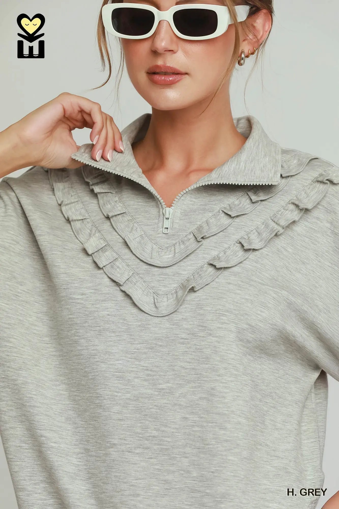 Ruffled Luxeknit Quarterzip