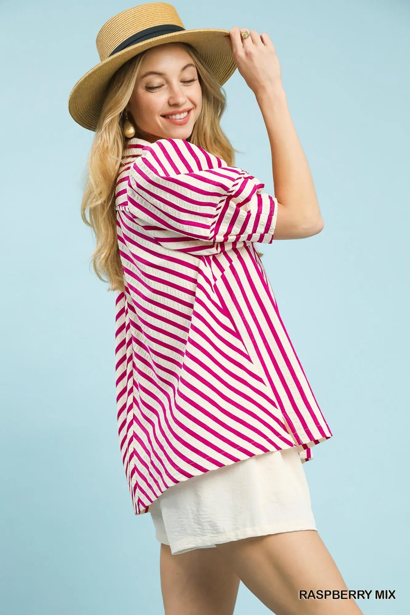 Raspberry Stripe Top