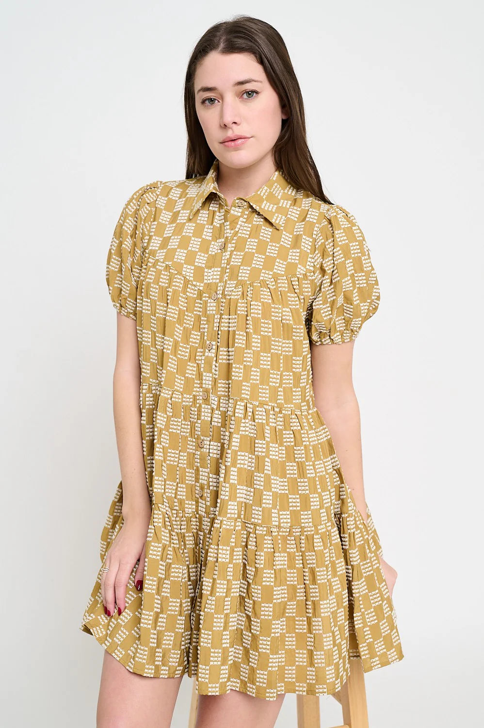 Terracotta Weave Button Down Dress