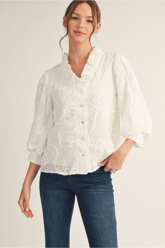 Textured Floral Top