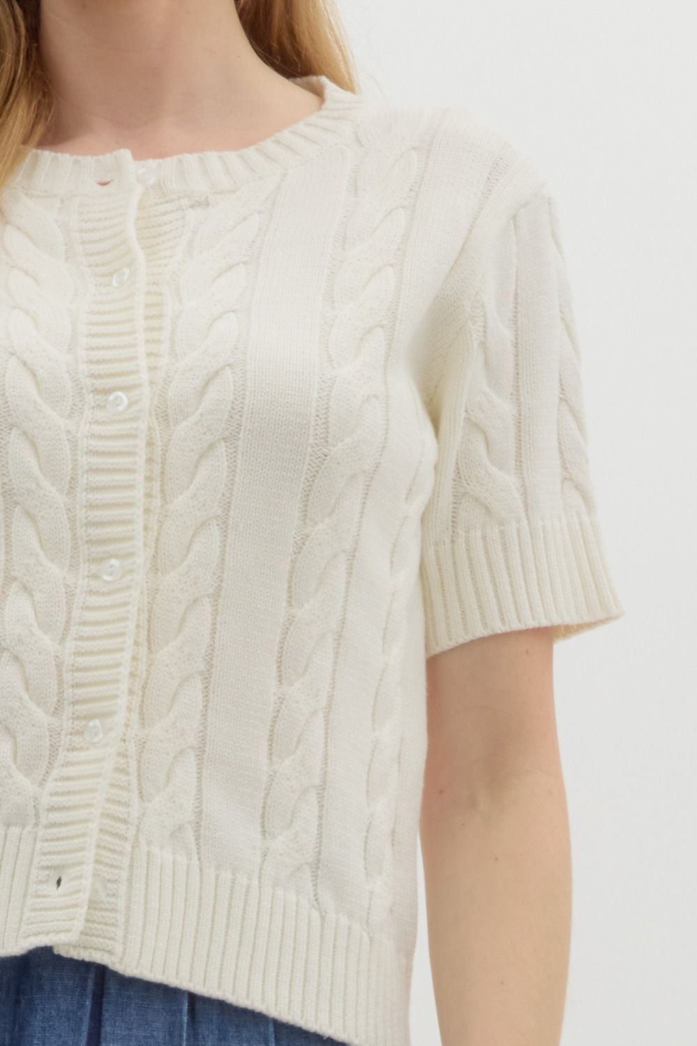 Short Sleeve Cable Knit
