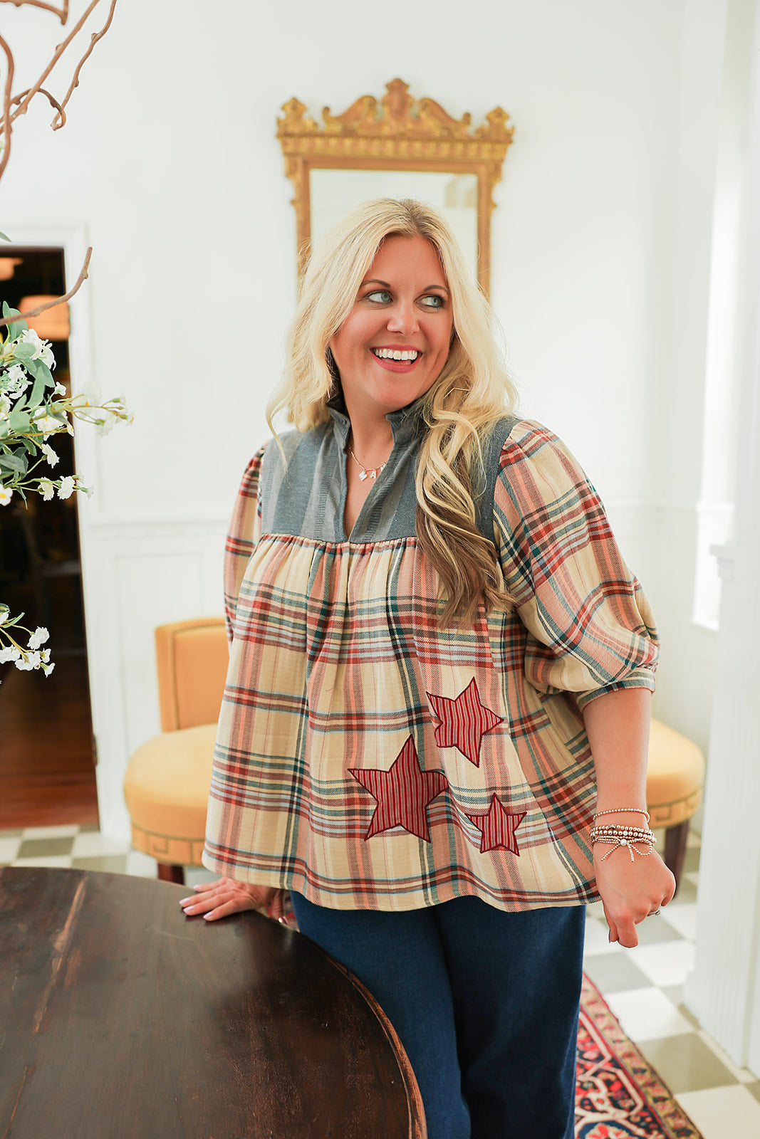 Tinley Layerz Oh My Stars Plaid Top