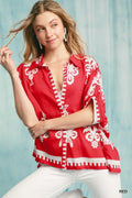 Abstract Button Down Top
