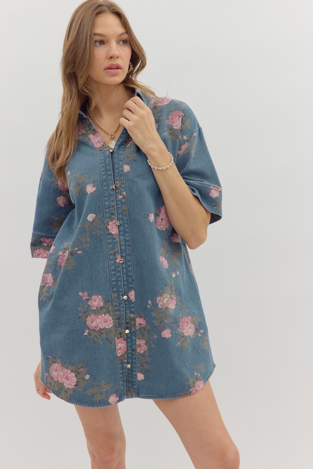 Floral Denim Dress